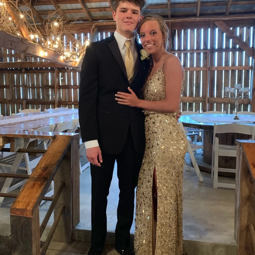 Sherri Hill Gold Sequin Prom Dress - Picture 6 of 6